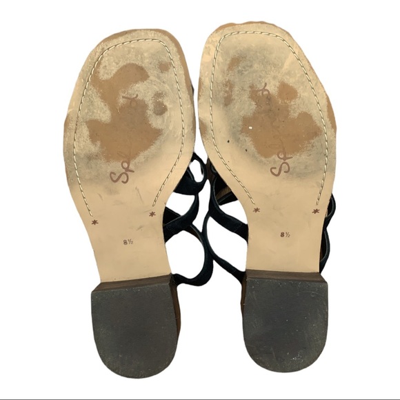 Splendid Women's Stevie Strappy Toe Loop Sandals Heels Suede Summer Black 8.5 - Picture 3 of 12